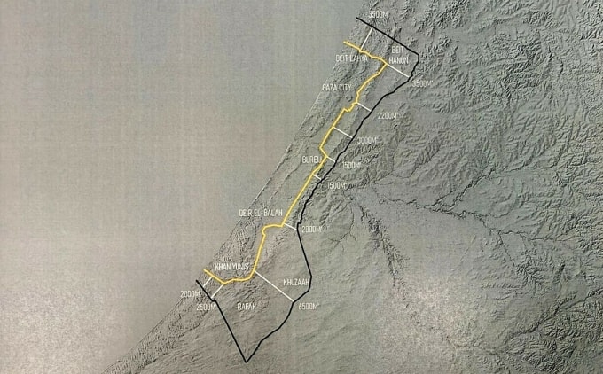 Quân đội Israel rút về sau Giới tuyến Vàng ở Dải Gaza trong giai đoạn đầu của thỏa thuận ngừng bắn. Đồ họa: Aljazeera