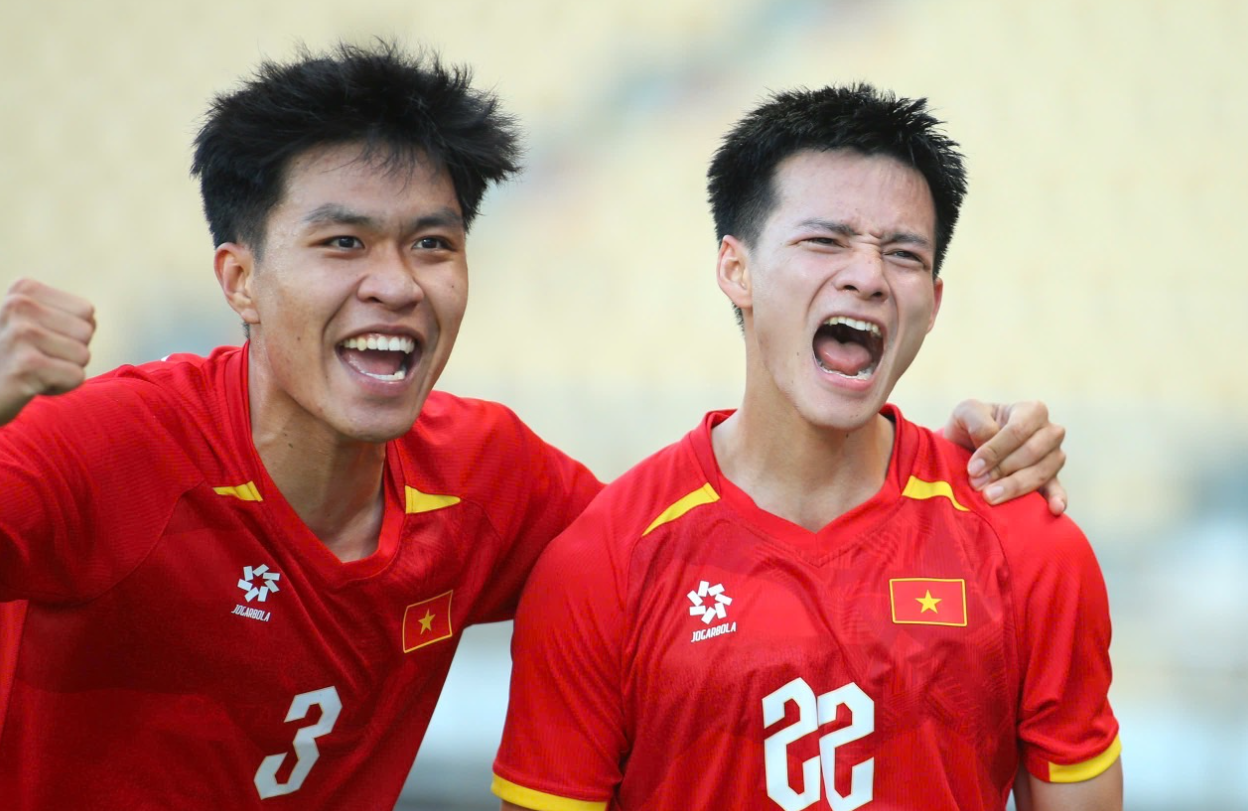 Thanh Nhàn (22) ghi bàn ấn định chiến thắng 2-0 cho U22 Việt Nam. (Nguồn: VFF)