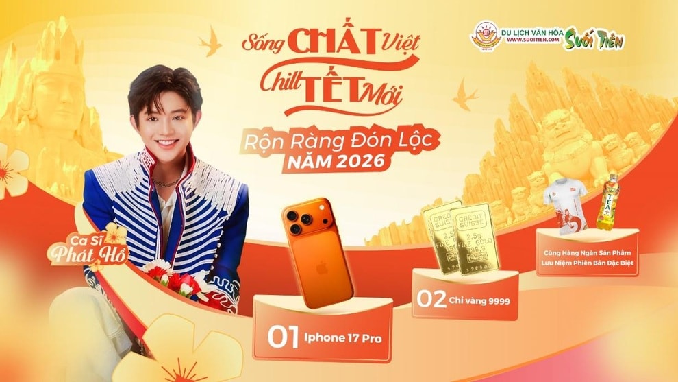 Đón Tết Dương lịch tại Suối Tiên, cơ hội nhận lộc vàng và Iphone 17 Pro - 1 Đón Tết Dương lịch tại Suối Tiên, cơ hội nhận lộc vàng và Iphone 17 Pro - 1