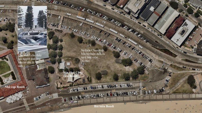 Vị trí những kẻ tấn công và địa điểm bị xả súng. Đồ họa: ABC News