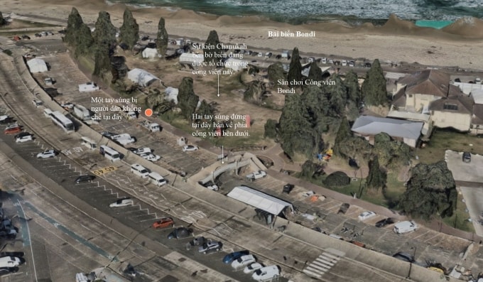 Toàn cảnh khu vực diễn ra vụ xả súng. Đồ họa: ABC News