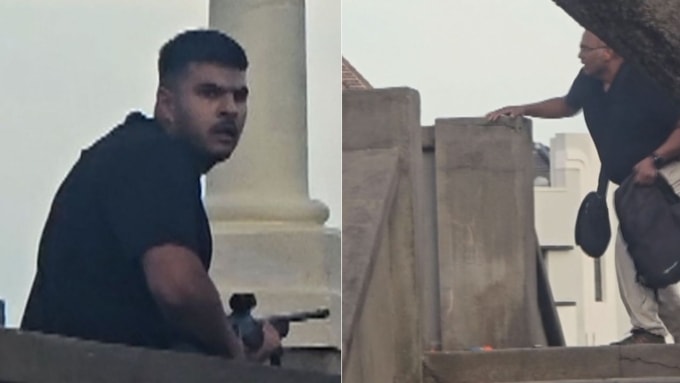 Hai nghi phạm trong vụ xả súng ở bãi biển Bondi, Australia ngày 14/12. Ảnh: Sky News