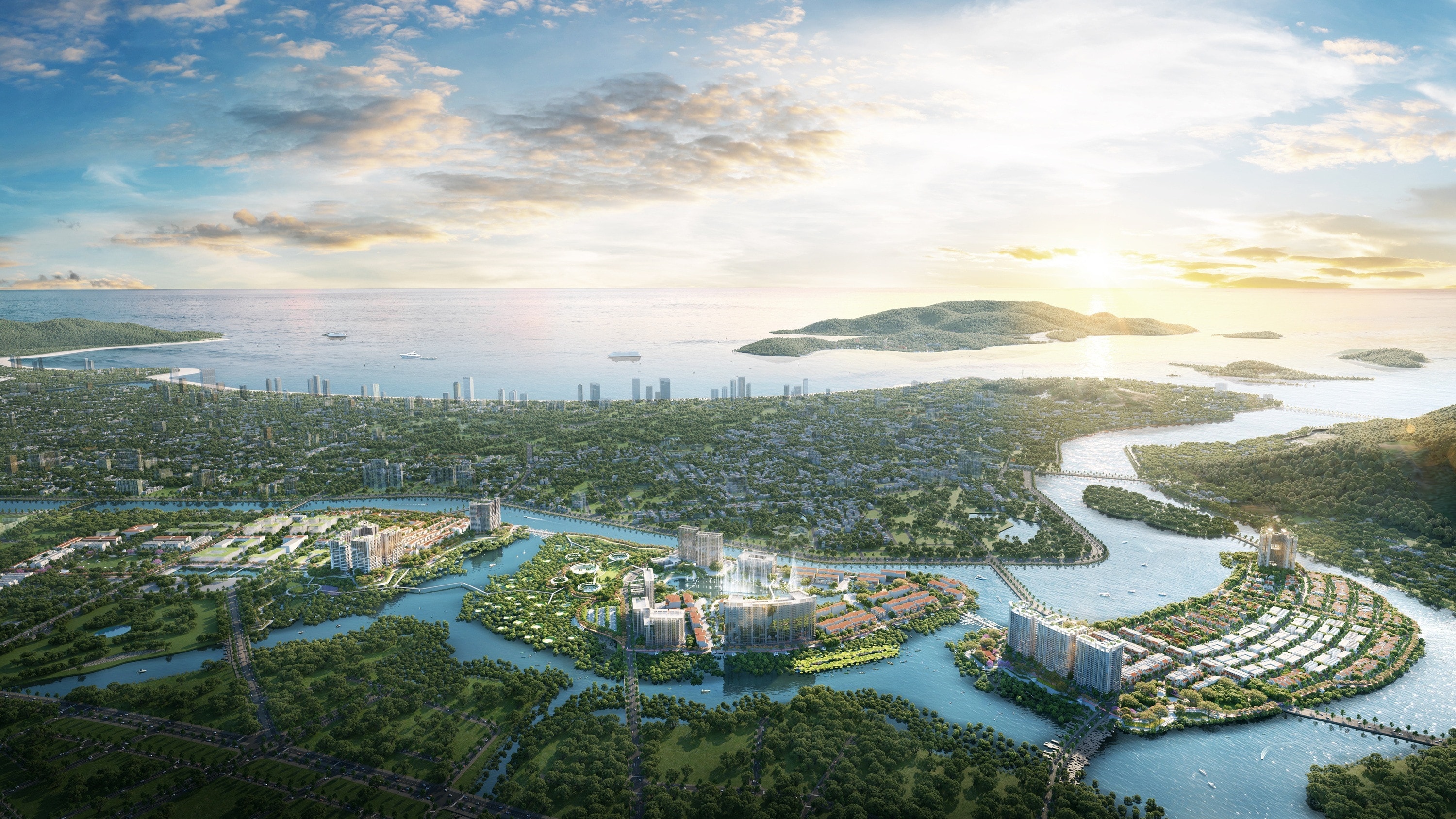Khu đô thị Charmora City được tổ chức thành ba đảo chức năng - hành chính, vui chơi giải trí và nghỉ dưỡng an cư.