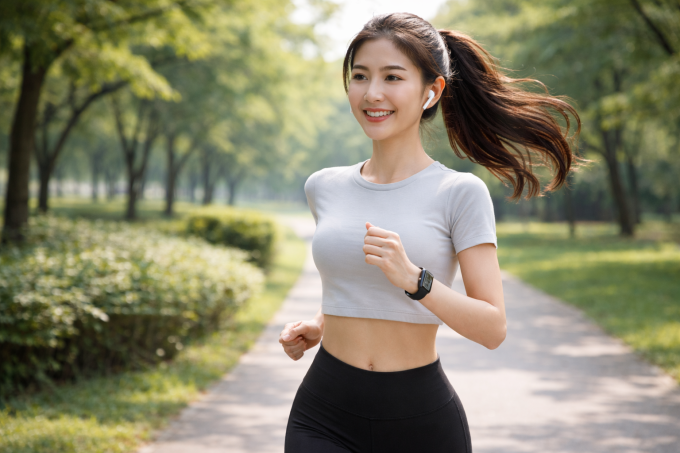 Chạy bộ nhẹ  nhàng giúp tăng cường sức khỏe phổi trong mùa đông. Ảnh tạo bởi AI