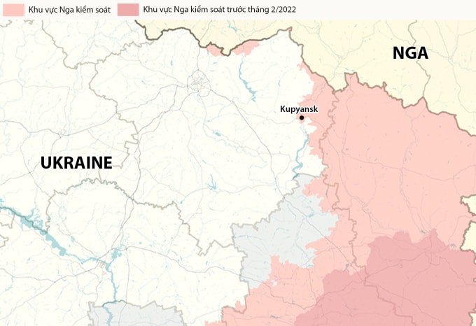 Vị trí thành phố Kupyansk, tỉnh Kharkov. Đồ họa: RYV