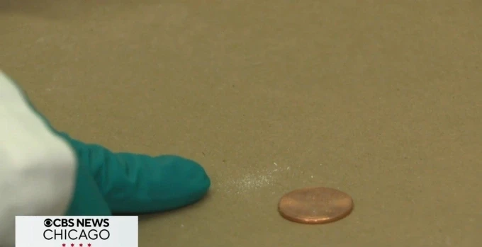 Lượng 2 mg đường đặt cạnh một đồng xu. Ảnh: CBS News