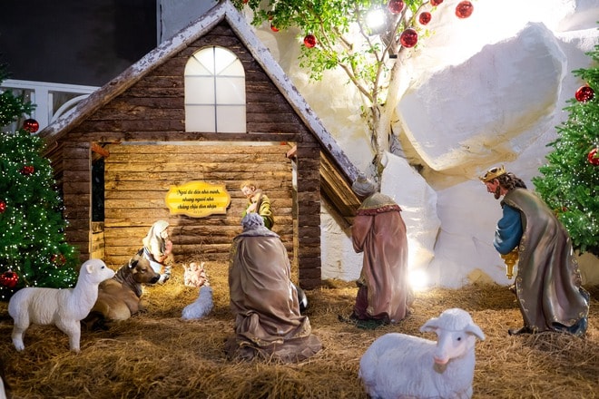 VIDEO: Nhà thờ trang trí hàng chục cây thông Giáng sinh "hot hit" tại TPHCM - Ảnh 9.