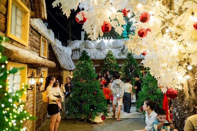 VIDEO: Nhà thờ trang trí hàng chục cây thông Giáng sinh "hot hit" tại TPHCM - Ảnh 8.