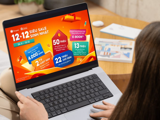 Shopee 12/12 siêu sale sinh nhật khép lại năm 2025 với nhiều con số tăng trưởng nổi bật. Ảnh: Shopee