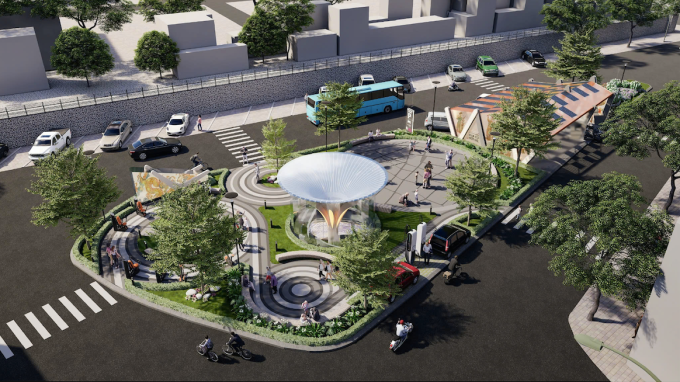 Phối cảnh tổng thể bãi đỗ xe ngầm tại khu vực vườn hoa Phùng Hưng - Bát Đàn.