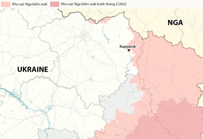 Vị trí thành phố Kupyansk, tỉnh Kharkov. Đồ họa: RYV