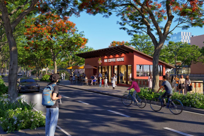 Không gian dịch vụ, cộng đồng tại công viên ven sông, Ảnh: Sun Group