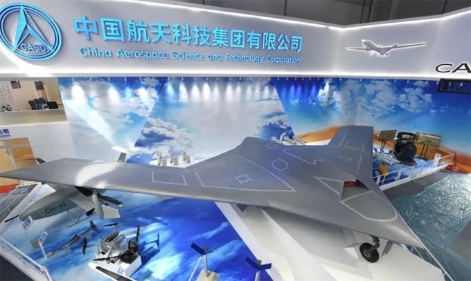 Mô hình UAV tàng hình CH-7 tại triển lãm hàng không ở Chu Hải, Trung Quốc tháng 11/2018. Ảnh: CASC