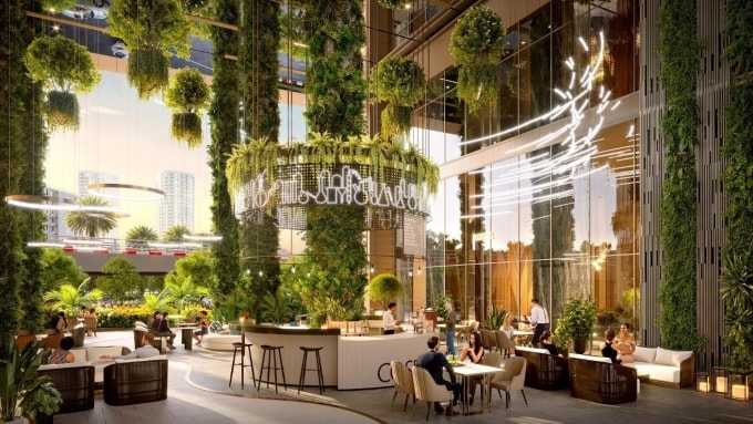 Không gian Garden café được thiết kế hiện đại. Ảnh: Sun Property