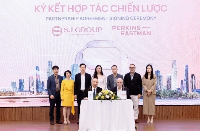SJ Group ký kết hợp tác cùng với Perkins Eastman, xây dựng quy hoạch tổng thể cho dự án Tiến Xuân. Ảnh: SJ Group