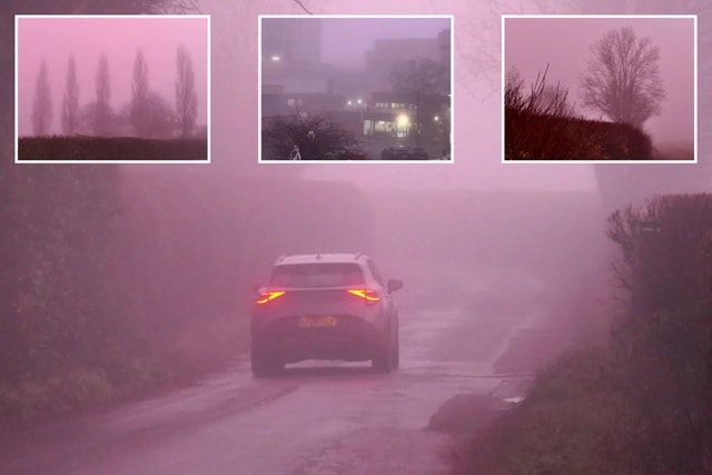 Hiện tượng lạ: Sương mù màu hồng khiến người dân kinh ngạc - Ảnh 1.