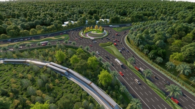 Tuyến đường và tàu điện đô thị rút ngắn thời gian di chuyển từ Cảng Hàng không Quốc tế Phú Quốc đến Trung tâm hội nghị trong 20 phút. Ảnh: Sun Group