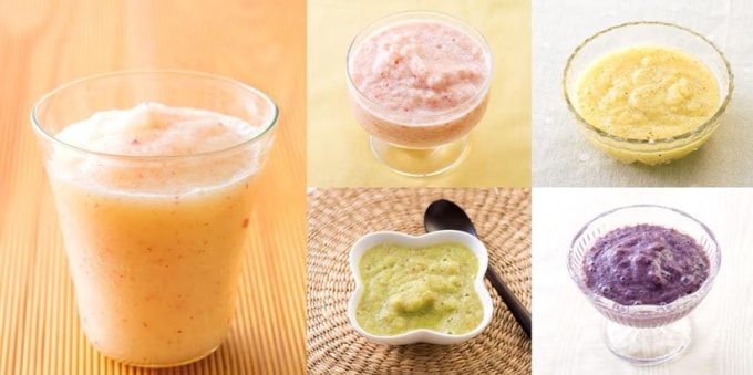 Bà Aoki kết hợp củ cải với các loại rau củ khác nhau như táo, matcha, chuối tạo thành nhiều món sinh tố khác nhau. Ảnh: Tokusengai