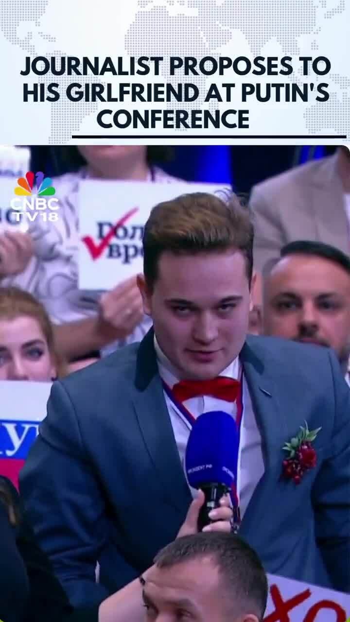 Phóng viên Nga cầu hôn bạn gái giữa họp báo với ông Putin