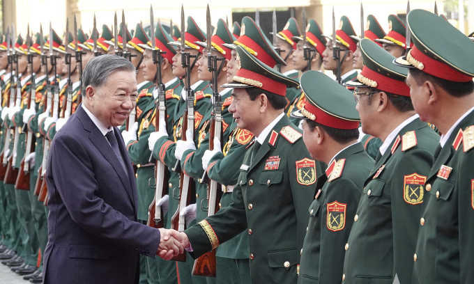 Tổng Bí thư Tô Lâm tham dự Lễ kỷ niệm 80 năm Ngày truyền thống Tổng cục Công nghiệp Quốc phòng. Ảnh: Kim Anh