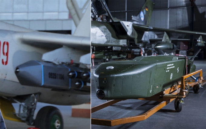 Tên lửa trên cường kích Su-25 Triều Tiên và tên lửa hành trình KEPD 350 Taurus. Ảnh: KCNA, MDBA