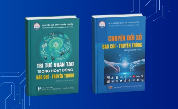 Hai cuốn sách về AI và chuyển đổi số trong hoạt động báo chí - truyền thông do PGS. TS Nguyễn Thị Trường Giang chủ biên. Ảnh: NXB KHCNTT