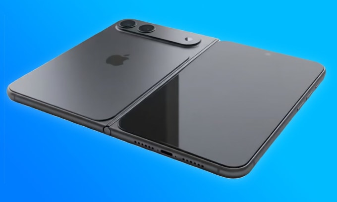 Hình dựng dựa trên bản vẽ CAD của iPhone Fold. Ảnh: Apple Insider