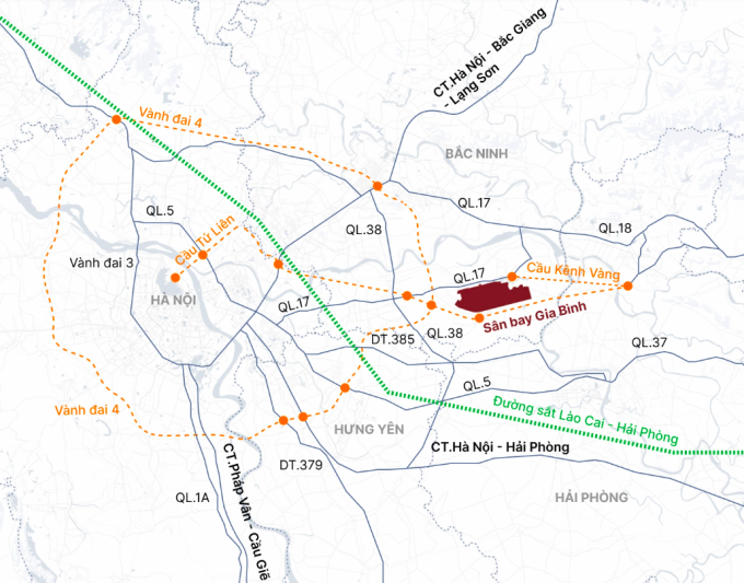 Hạ tầng giao thông kết nối với dự án sân bay Gia Bình. Ảnh: Tâm Thảo, Đoàn Loan