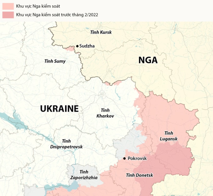 Vị trí thành phố Pokrovsk, tỉnh Donetsk. Đồ họa: RYV