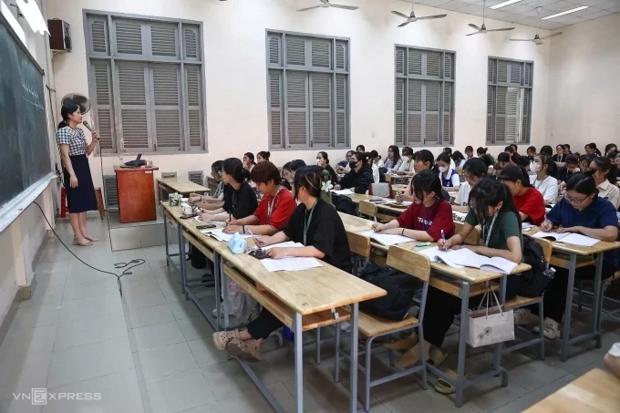 Một lớp học của trường Đại học Sài Gòn, tháng 4/2025. Ảnh: Quỳnh Trần