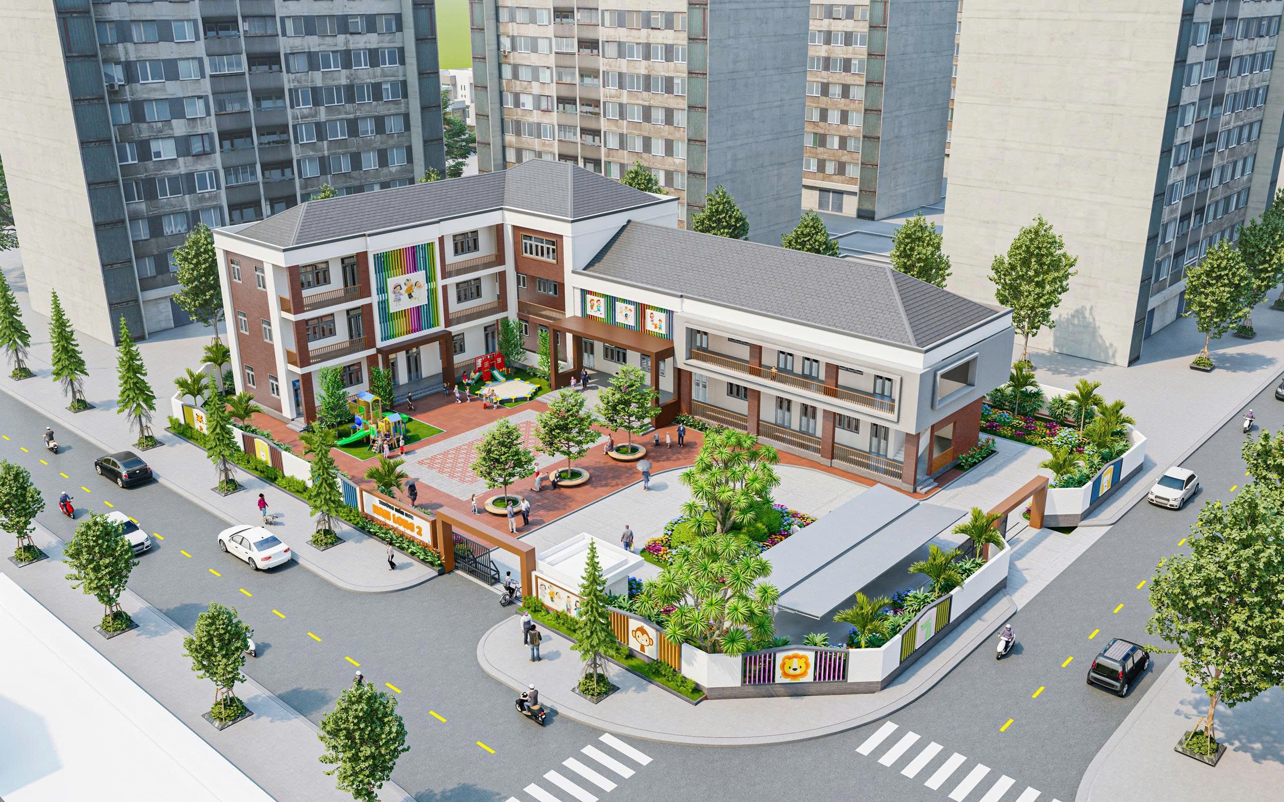 Trường học kề bên nhà, nơi con trẻ lớn lên cùng cộng đồng văn minh.