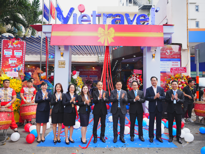 Công ty Cổ phần Du lịch Vietravel trong sự kiện ra mắt nhận diện thương hiệu mới. Ảnh: Vietravel