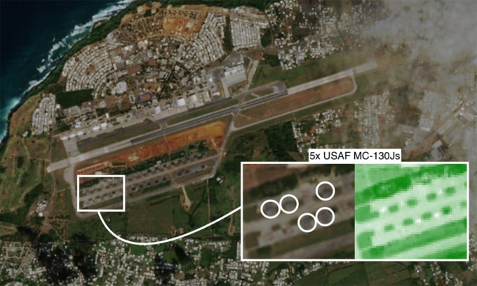 Vận tải cơ phục vụ tác chiến đặc biệt MC-130J của Mỹ tại sân bay Rafael Hernandez ở Puerto Rico trong ảnh chụp ngày 22/12. Ảnh: Copernicus Sentinel