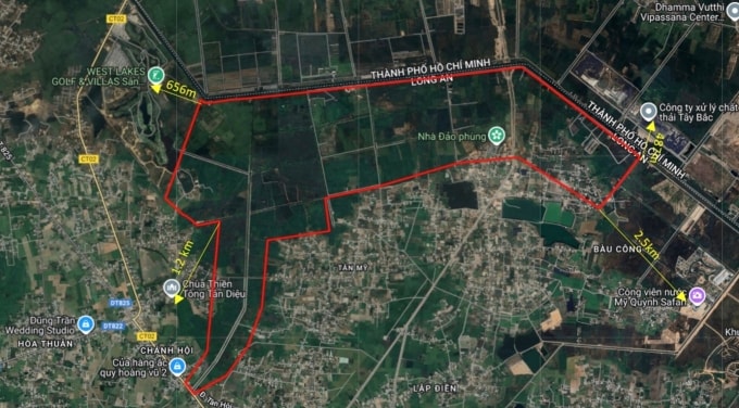 Khu vực dự kiến triển khai Khu đô thị mới Tân Mỹ rộng hơn 930 ha. Ảnh: ĐTM