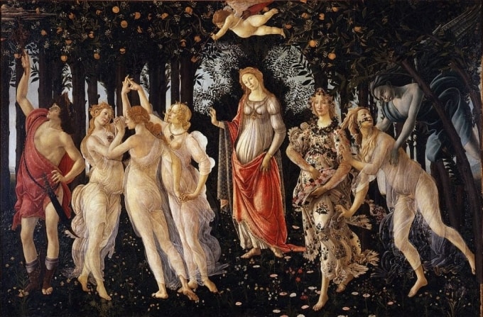 Sandro Botticelli hoàn thành bức Mùa xuân (tiếng Italy là Primavera) khoảng năm 1482. Tranh hiện được trưng bày tại Bảo tàng Uffizi. Ảnh: Artnet