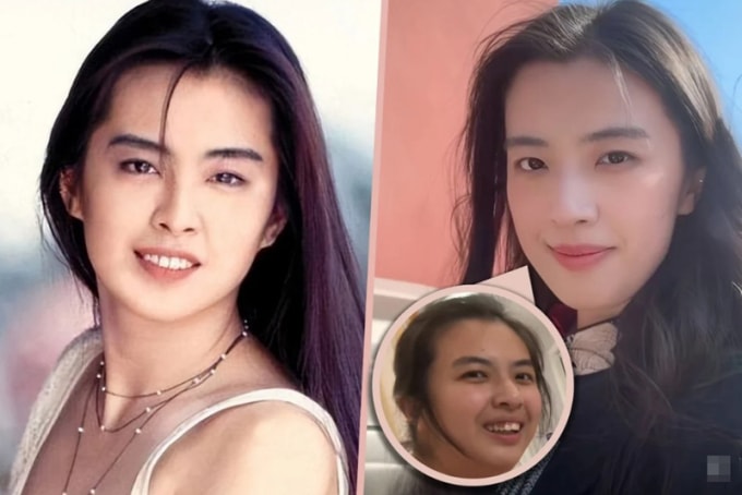 Lưu (trái) sau khi giảm cân được nhận xét giống nữ diễn viên nổi tiếng Vương Tổ Hiền. Ảnh: Douyin/Sohu