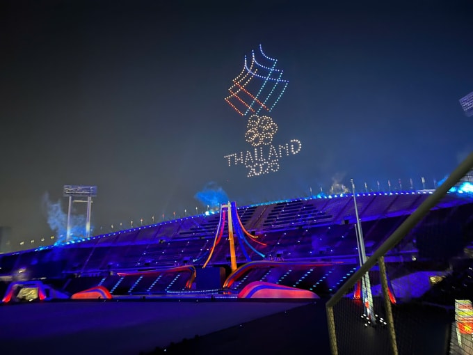 Một phần trình diễn tại lễ khai mạc SEA Games 33 trên sân Rajamangala ở Bangkok, Thái Lan ngày 9/12/2025. Ảnh: Đức Đồng