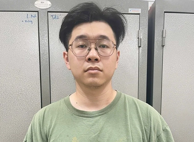 Đặng Chí Thành tại cơ quan điều tra. Ảnh:Công an cung cấp