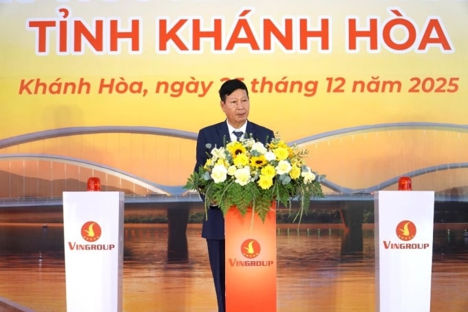 Ông Lê Khắc Hiệp - Phó chủ tịch Tập đoàn Vingroup chia sẻ tại buổi lễ. Ảnh: Vinhomes