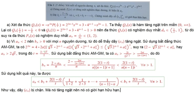 Đề và lời giải môn Toán thi học sinh giỏi quốc gia ngày 1 - 1