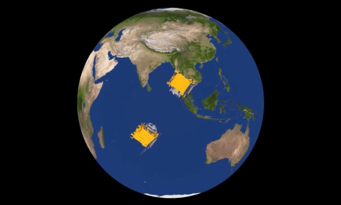 Mô phỏng hai vệ tinh trong thí nghiệm SpaDex của Ấn Độ tiến lại gần nhau trên quỹ đạo. Ảnh: ISRO