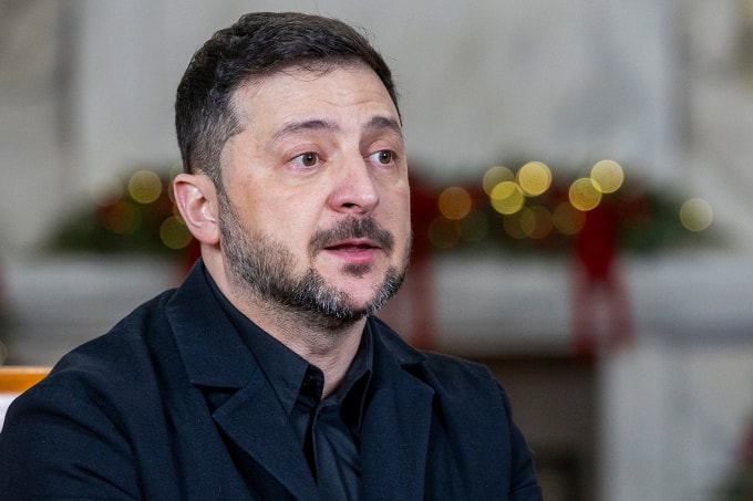 Tổng thống Ukraine Volodymyr Zelensky tại Warsaw, Ba Lan ngày 19/12. Ảnh: Reuters