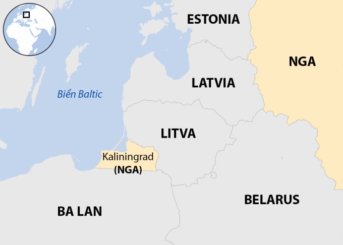Vị trí một số quốc gia ven biển Baltic. Đồ họa: BBC