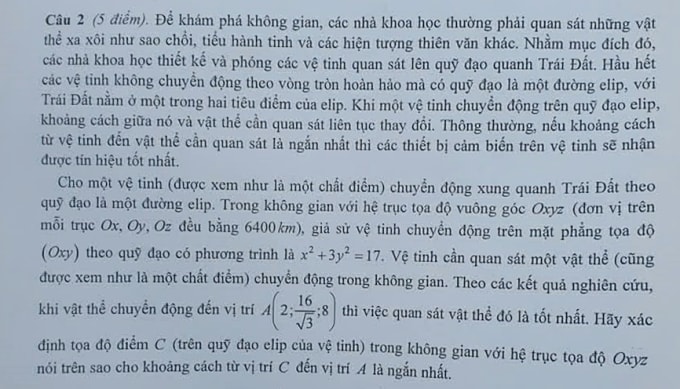 Câu 2 trị giá 5 điểm của đề Toán thi học sinh giỏi quốc gia 2025.
