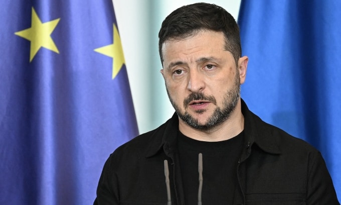 Tổng thống Ukraine Volodymyr Zelensky tại cuộc họp báo ở Berlin, Đức ngày 13/8. Ảnh: AFP