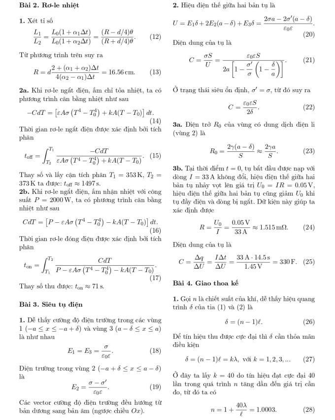 Gợi ý giải đề Vật lý thi học sinh giỏi quốc gia ngày 1 - 1