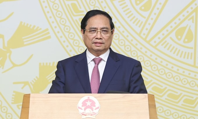 Thủ tướng Phạm Minh Chính phát biểu tại buổi biểu dương các học sinh đoạt giải tại các kỳ thi quốc tế năm 2025. Ảnh: VGP/Nhật Bắc