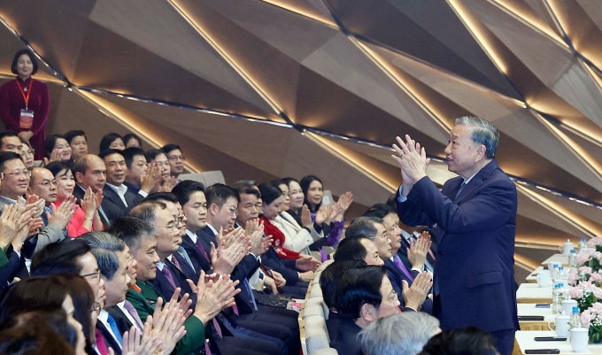 Tổng Bí thư Tô Lâm dự Chương trình Hồ Chí Minh - Hành trình khát vọng 2025 với chủ đề Việt Nam thịnh vượng. Ảnh: TTXVN