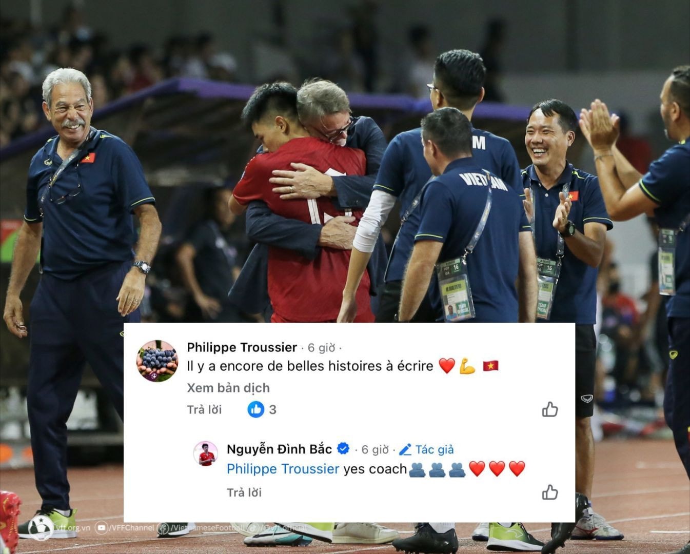 Nguyễn Đình Bắc nhận được tình cảm từ HLV Troussier.