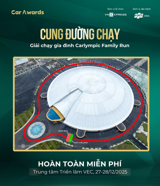 Cung đường chạy 1,5 km bao quanh Cung triển lãm Kim Quy (thần rùa) tại Trung tâm triển lãm quốc gia (VEC, Đông Anh).